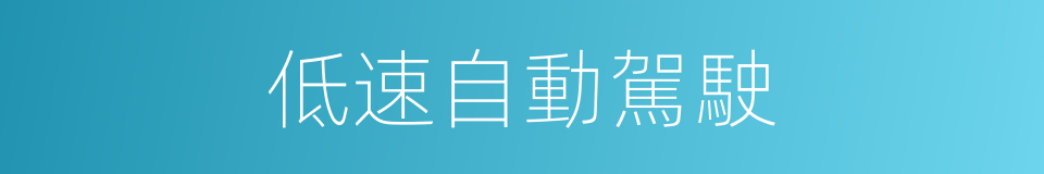低速自動駕駛的同義詞