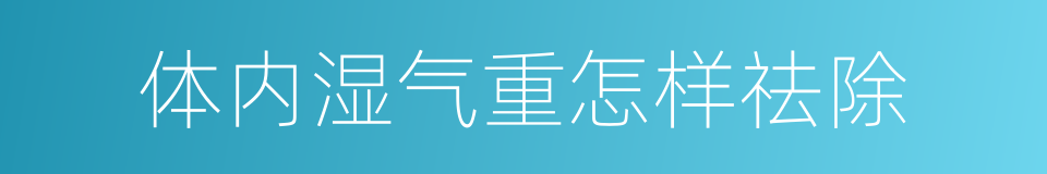 体内湿气重怎样祛除的同义词