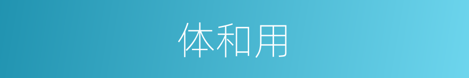 体和用的意思