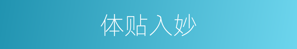 体贴入妙的意思