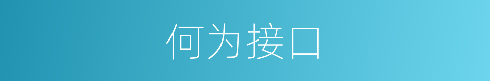 何为接口的意思