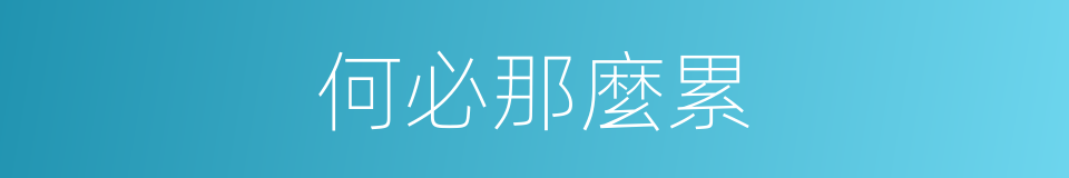 何必那麼累的同義詞
