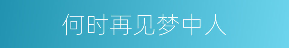 何时再见梦中人的同义词
