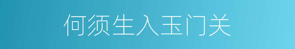 何须生入玉门关的同义词