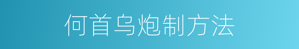 何首乌炮制方法的同义词