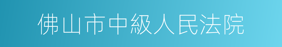 佛山市中級人民法院的同義詞