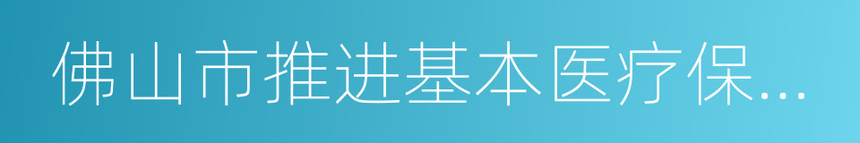 佛山市推进基本医疗保险城乡一体化改革方案的同义词