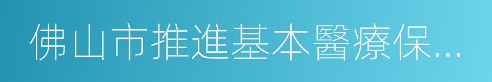 佛山市推進基本醫療保險城鄉一體化改革方案的同義詞