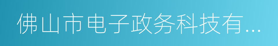 佛山市电子政务科技有限公司的同义词