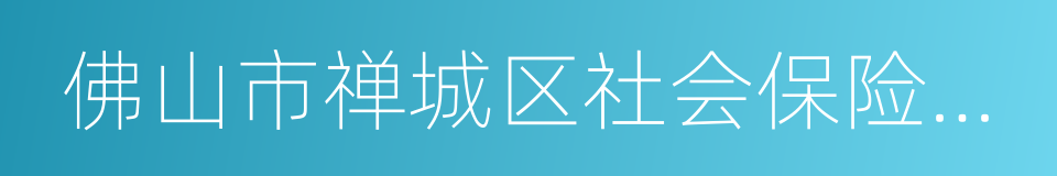 佛山市禅城区社会保险基金管理局的同义词