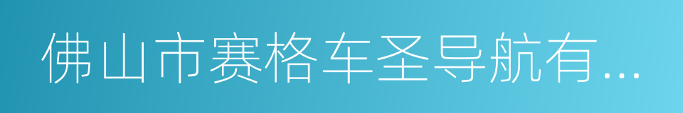 佛山市赛格车圣导航有限公司的同义词