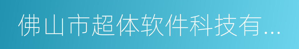 佛山市超体软件科技有限公司的同义词