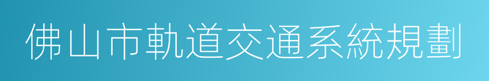 佛山市軌道交通系統規劃的同義詞