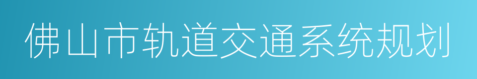 佛山市轨道交通系统规划的同义词