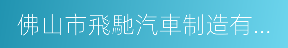 佛山市飛馳汽車制造有限公司的同義詞