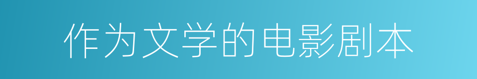 作为文学的电影剧本的同义词