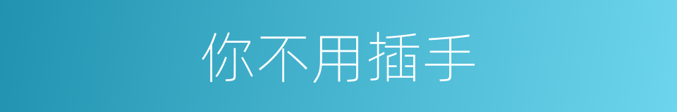 你不用插手的同义词
