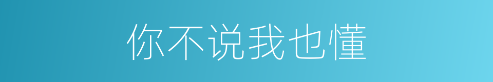 你不说我也懂的同义词