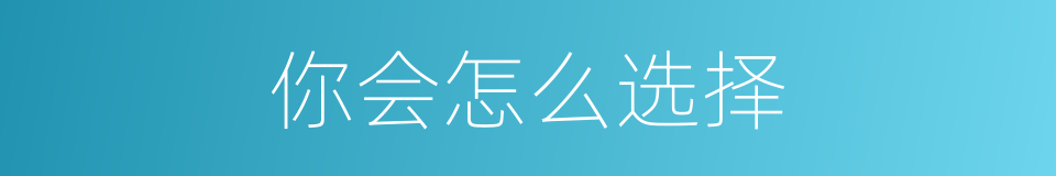 你会怎么选择的同义词