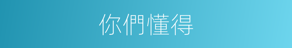 你們懂得的同義詞