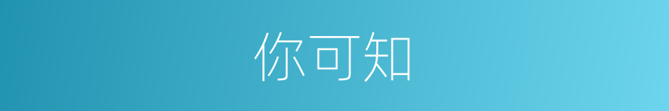 你可知的同义词