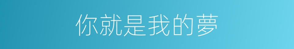 你就是我的夢的同義詞