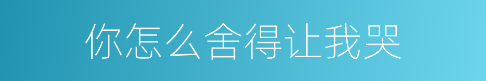 你怎么舍得让我哭的同义词