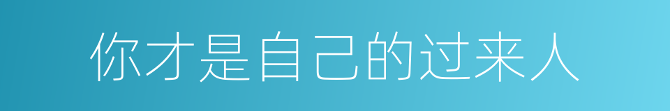 你才是自己的过来人的同义词
