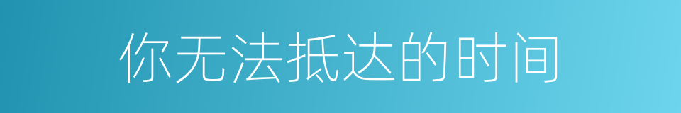 你无法抵达的时间的同义词