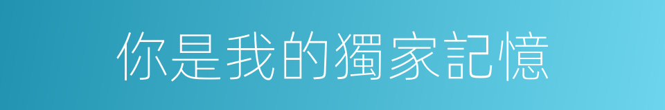 你是我的獨家記憶的同義詞