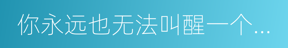 你永远也无法叫醒一个装睡的人的同义词