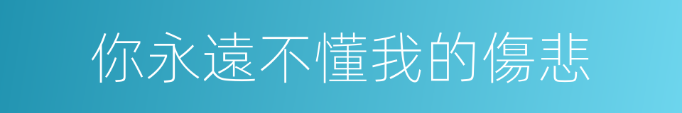 你永遠不懂我的傷悲的同義詞