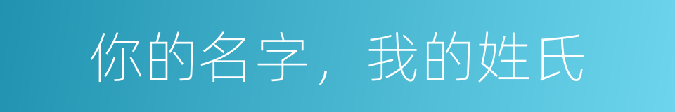 你的名字，我的姓氏的同义词