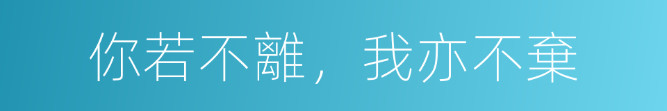 你若不離，我亦不棄的同義詞