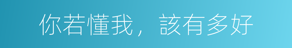 你若懂我，該有多好的同義詞