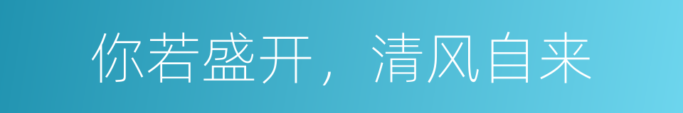 你若盛开，清风自来的同义词