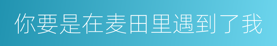 你要是在麦田里遇到了我的同义词