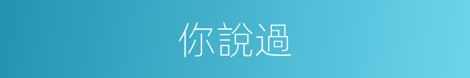 你說過的同義詞