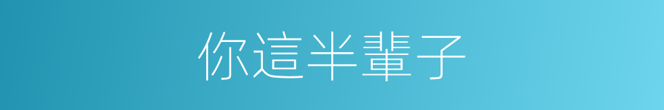 你這半輩子的同義詞