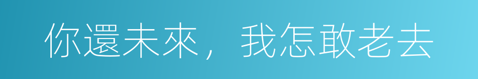 你還未來，我怎敢老去的同義詞
