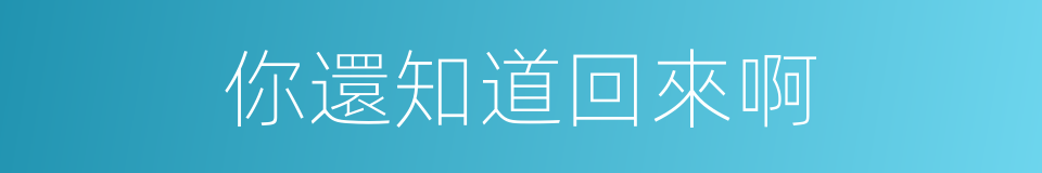 你還知道回來啊的同義詞