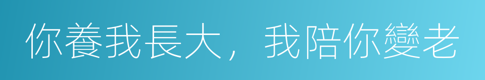 你養我長大，我陪你變老的同義詞