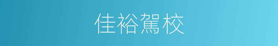 佳裕駕校的同義詞