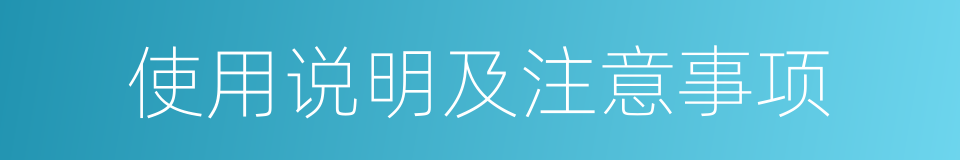 使用说明及注意事项的同义词