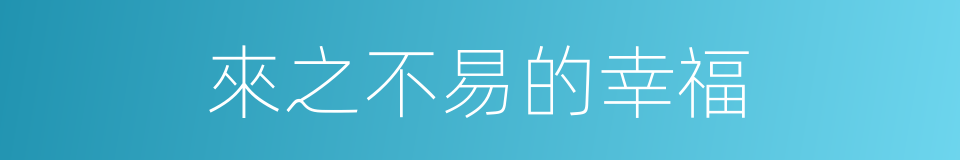 來之不易的幸福的同義詞