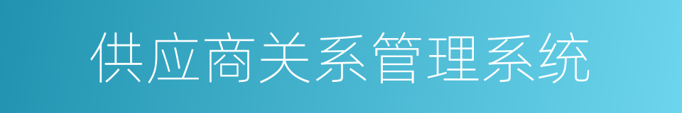 供应商关系管理系统的同义词