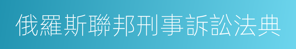 俄羅斯聯邦刑事訴訟法典的同義詞