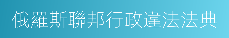 俄羅斯聯邦行政違法法典的同義詞