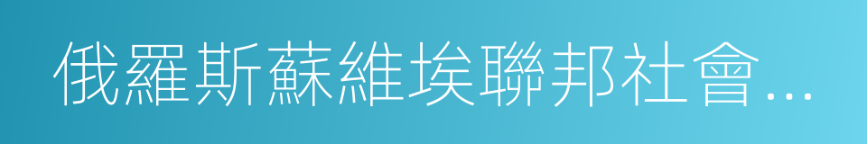 俄羅斯蘇維埃聯邦社會主義共和國的同義詞