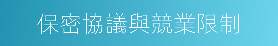 保密協議與競業限制的同義詞